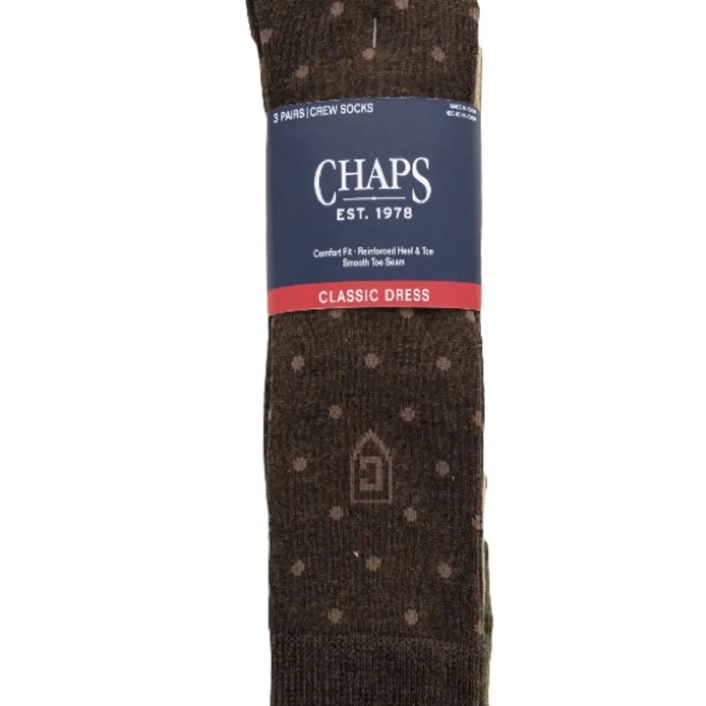 Chaps-NWOT- 3 Pairs Men's Patterned Socks Set - Brown, Tan, Green
